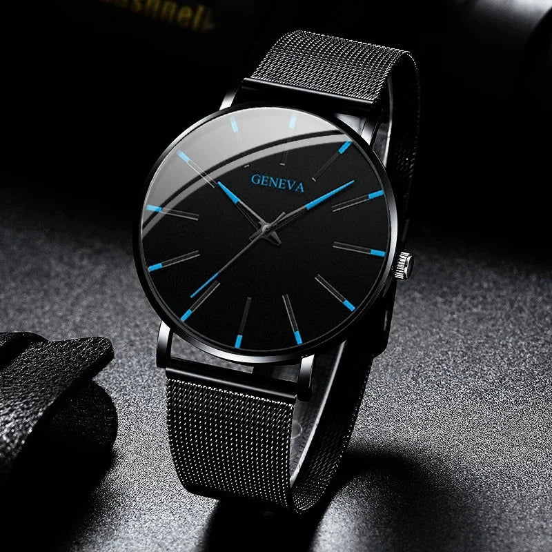 Fashion Men Business Watches Simple Ultra Thin Mesh Belt Male's Analog Quartz Wristwatch Reloj Hombre - 𝐃𝐔𝐕𝐋𝐀𝐒𝐇𝐎𝐏