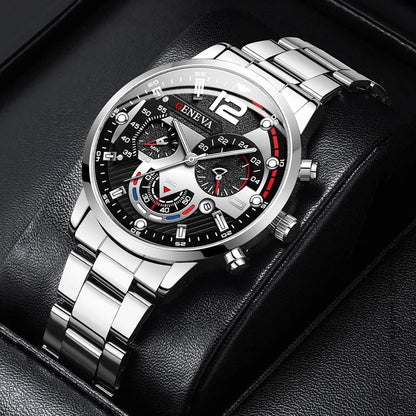 Fashion Men's Watches Stainless Steel Band Analog Quartz Wristwatch with Calendar - 𝐝𝐮𝐯𝐥𝐚𝐬𝐡𝐨𝐩.𝐜𝐨𝐦