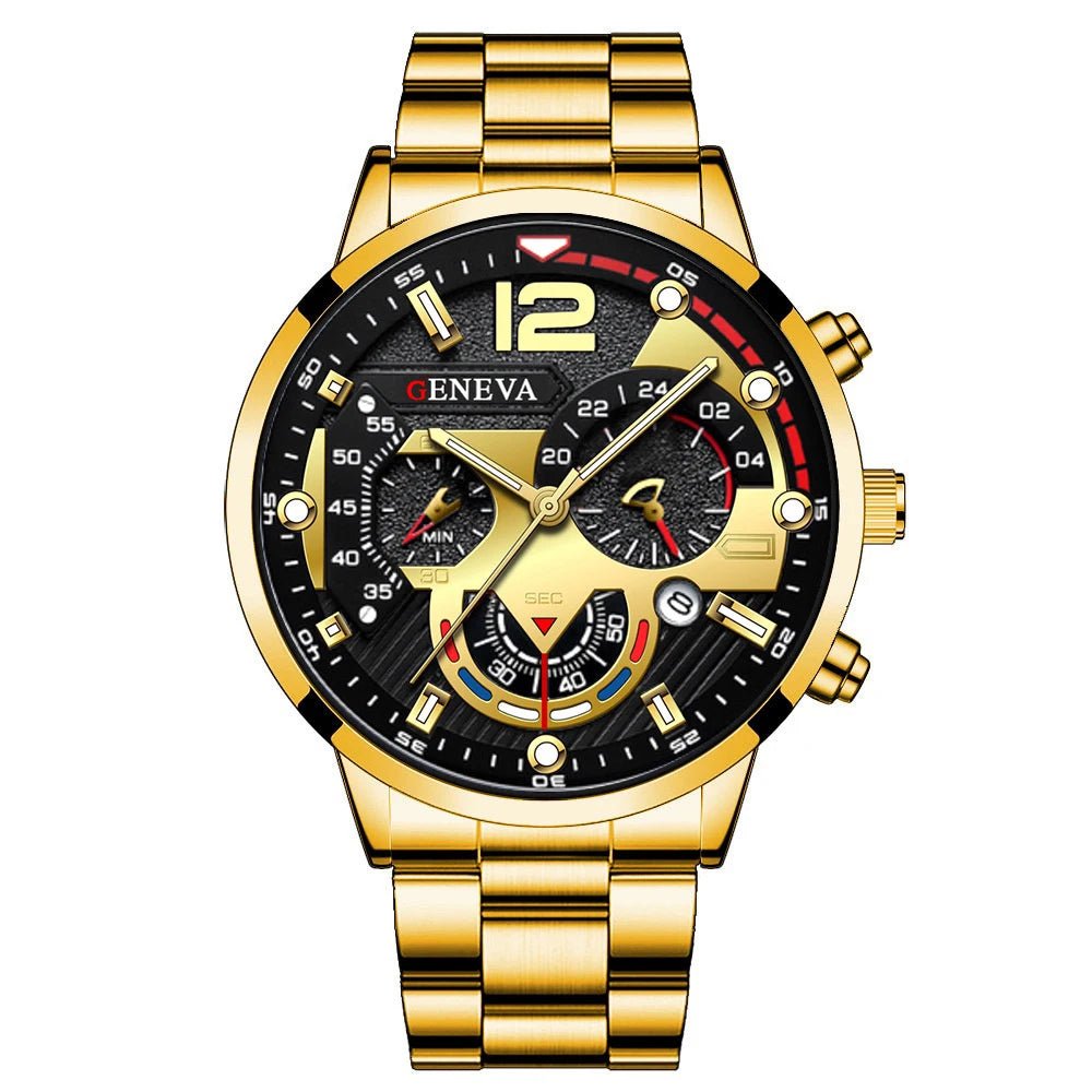 Fashion Men's Watches Stainless Steel Band Analog Quartz Wristwatch with Calendar - 𝐝𝐮𝐯𝐥𝐚𝐬𝐡𝐨𝐩.𝐜𝐨𝐦