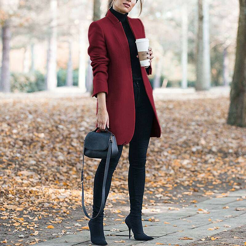 Fashionable Style Solid Color Stand Collar Wool Coat - 𝐝𝐮𝐯𝐥𝐚𝐬𝐡𝐨𝐩.𝐜𝐨𝐦