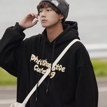 Fleece - lined Hooded Sweatshirt Men's Loose Top Couple Jacket Unisex Fashion - 𝐝𝐮𝐯𝐥𝐚𝐬𝐡𝐨𝐩.𝐜𝐨𝐦