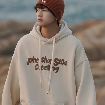 Fleece - lined Hooded Sweatshirt Men's Loose Top Couple Jacket Unisex Fashion - 𝐝𝐮𝐯𝐥𝐚𝐬𝐡𝐨𝐩.𝐜𝐨𝐦