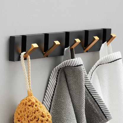 Folding Towel Hanger 2ways Installation Wall Hooks Coat Clothes Holder for Bathroom Kitchen Bedroom Hallway, Black Gold - 𝐝𝐮𝐯𝐥𝐚𝐬𝐡𝐨𝐩.𝐜𝐨𝐦