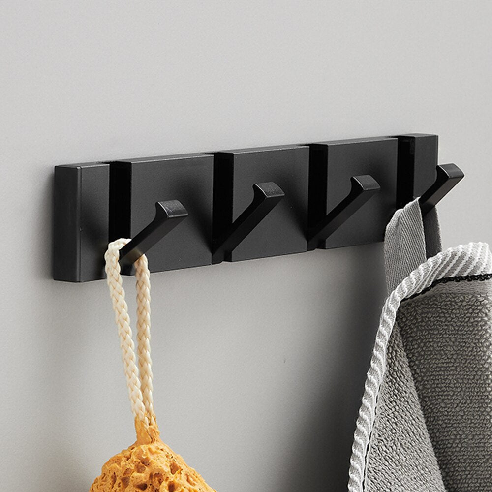 Folding Towel Hanger 2ways Installation Wall Hooks Coat Clothes Holder for Bathroom Kitchen Bedroom Hallway, Black Gold - 𝐝𝐮𝐯𝐥𝐚𝐬𝐡𝐨𝐩.𝐜𝐨𝐦