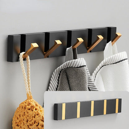 Folding Towel Hanger 2ways Installation Wall Hooks Coat Clothes Holder for Bathroom Kitchen Bedroom Hallway, Black Gold - 𝐝𝐮𝐯𝐥𝐚𝐬𝐡𝐨𝐩.𝐜𝐨𝐦
