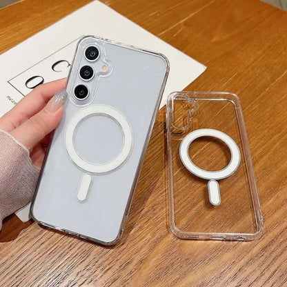 For Magsafe Transparent Magnetic Phone Case For Sumsung S25 S24 S23 S22 S21 FE S20 Ultra Plus A56 A36 A26 A06 Shockproof Cover - 𝐃𝐔𝐕𝐋𝐀𝐒𝐇𝐎𝐏