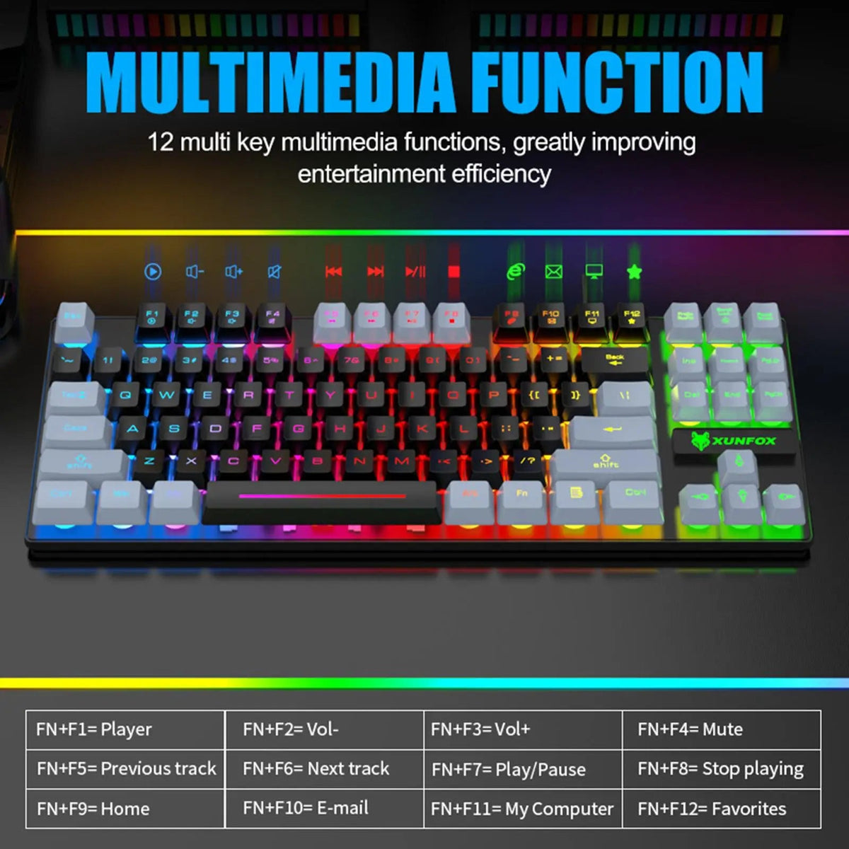 Gaming Keyboard Colorful LED Backlight Office Keyboard for Desktop Typing PC - 𝐃𝐔𝐕𝐋𝐀𝐒𝐇𝐎𝐏