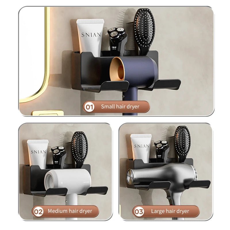 Hair Dryer Holder Wall Mounted Wall Dryer Cradle white black greyHairdryer Blow Dryer Organizer for Bathroom Bathroom Shelves - 𝐃𝐔𝐕𝐋𝐀𝐒𝐇𝐎𝐏