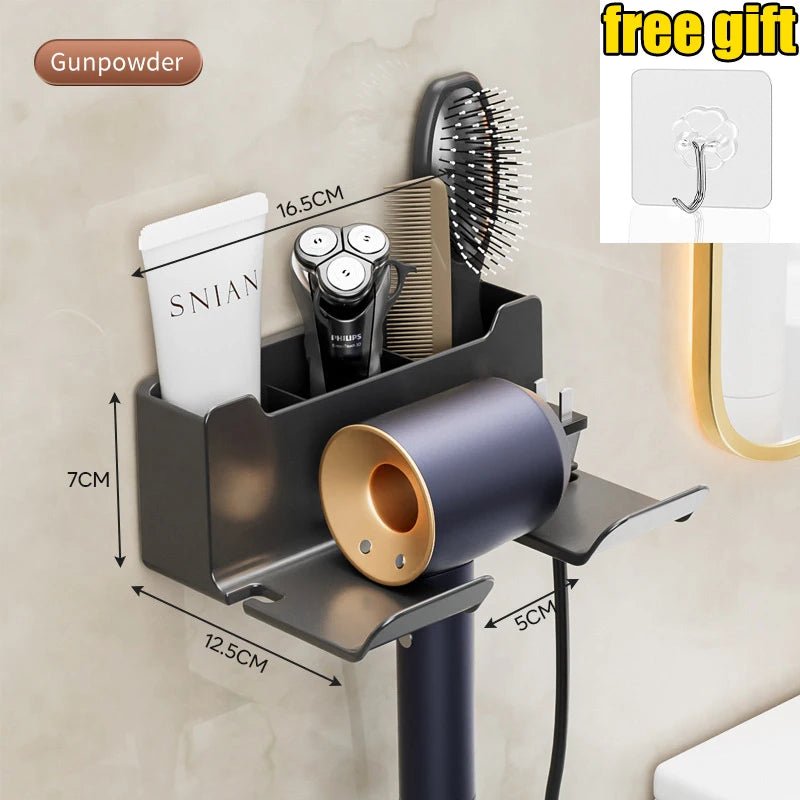 Hair Dryer Holder Wall Mounted Wall Dryer Cradle white black greyHairdryer Blow Dryer Organizer for Bathroom Bathroom Shelves - 𝐃𝐔𝐕𝐋𝐀𝐒𝐇𝐎𝐏