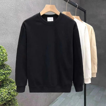 High - End Korean Style Fashionable All - Match Fleece - Lined Thickened Men's Sweatshirt Loose Fashionable Trendy Base Shirt - 𝐃𝐔𝐕𝐋𝐀𝐒𝐇𝐎𝐏