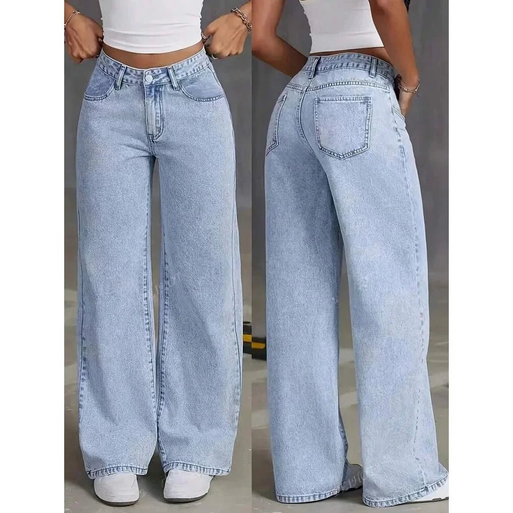 High Waist Straight Leg Jeans Women's Summer New Loose Casual Long Pants Wish Trendy Brand Cross - Border Fashionable Denim - 𝐝𝐮𝐯𝐥𝐚𝐬𝐡𝐨𝐩.𝐜𝐨𝐦