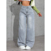 High Waist Straight Leg Jeans Women's Summer New Loose Casual Long Pants Wish Trendy Brand Cross - Border Fashionable Denim - 𝐝𝐮𝐯𝐥𝐚𝐬𝐡𝐨𝐩.𝐜𝐨𝐦