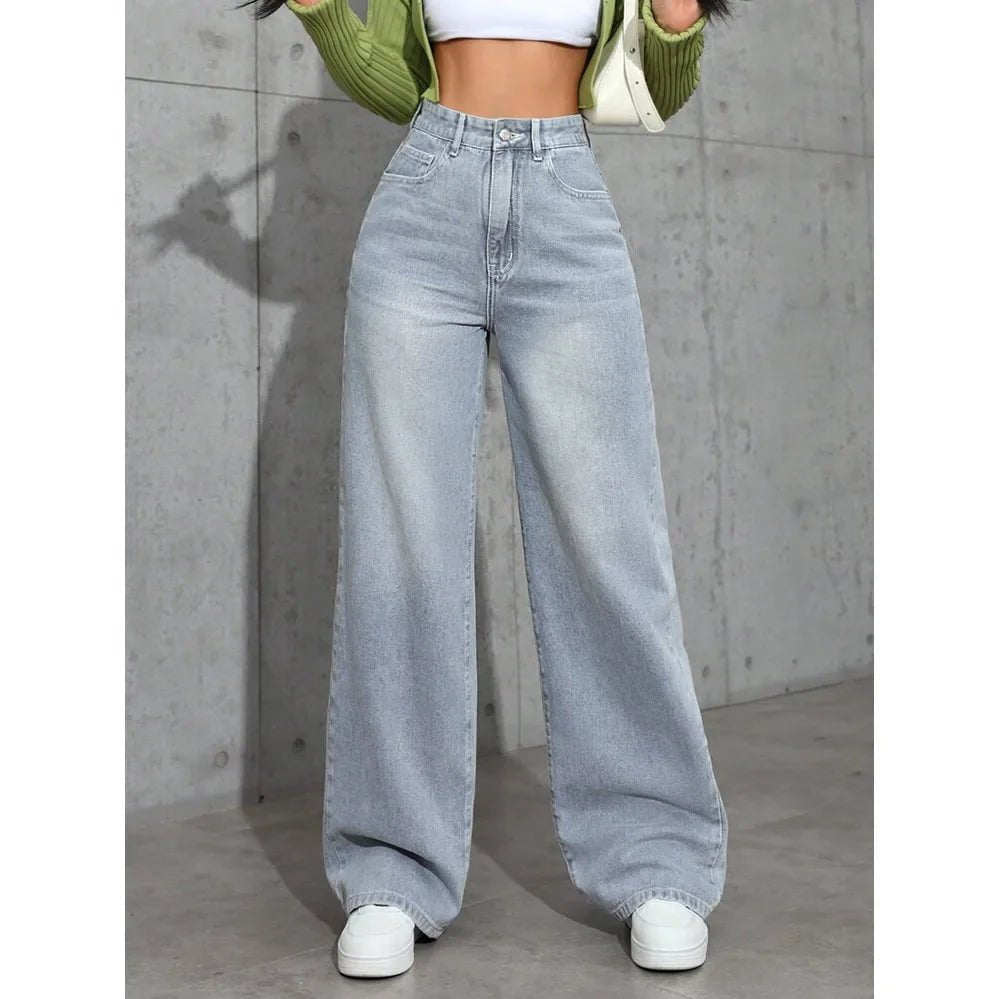 High Waist Straight Leg Jeans Women's Summer New Loose Casual Long Pants Wish Trendy Brand Cross - Border Fashionable Denim - 𝐝𝐮𝐯𝐥𝐚𝐬𝐡𝐨𝐩.𝐜𝐨𝐦