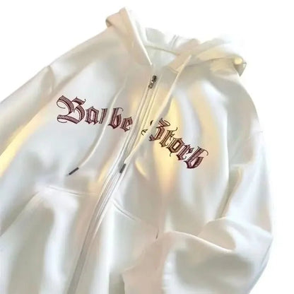 Hooded Cardigan Sweatshirt Men's Autumn Winter Letter Print Jacket Trendy Loose Couple Casual Student Zipper Coat - 𝐃𝐔𝐕𝐋𝐀𝐒𝐇𝐎𝐏