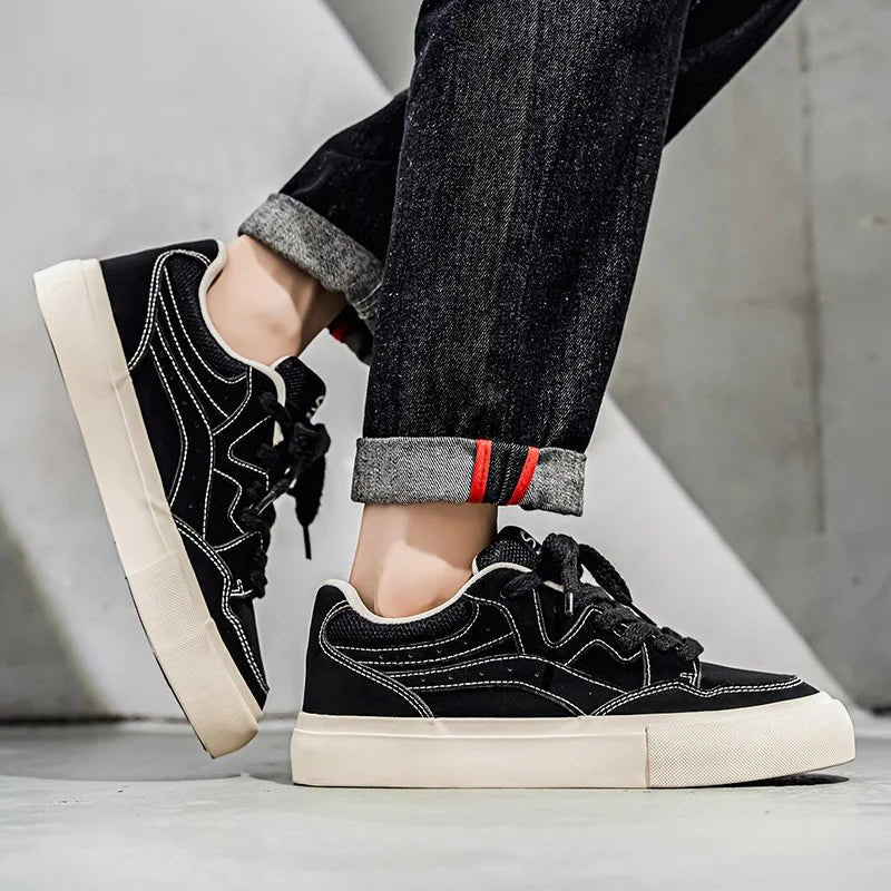 Hot Classic Black Men Canvas Shoes Fashion Lace - up Men's Vulcanized Shoes Breathable Skateboard Canvas Sneakers Man Espadrille - 𝐝𝐮𝐯𝐥𝐚𝐬𝐡𝐨𝐩.𝐜𝐨𝐦