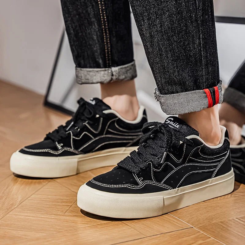 Hot Classic Black Men Canvas Shoes Fashion Lace - up Men's Vulcanized Shoes Breathable Skateboard Canvas Sneakers Man Espadrille - 𝐝𝐮𝐯𝐥𝐚𝐬𝐡𝐨𝐩.𝐜𝐨𝐦
