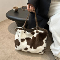 Large Capacity Shopper Bags For Women Winter Travel Tote Bag Cow Printing Plush Shoulder Bag Ladies Handbag Designer Bolsos - 𝐝𝐮𝐯𝐥𝐚𝐬𝐡𝐨𝐩.𝐜𝐨𝐦