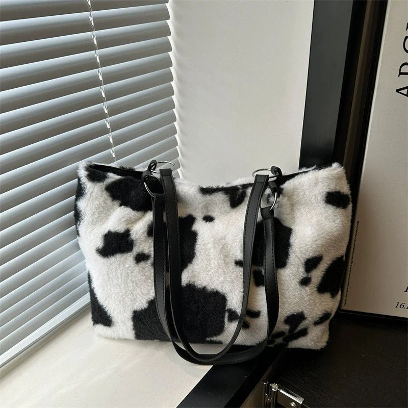 Large Capacity Shopper Bags For Women Winter Travel Tote Bag Cow Printing Plush Shoulder Bag Ladies Handbag Designer Bolsos - 𝐝𝐮𝐯𝐥𝐚𝐬𝐡𝐨𝐩.𝐜𝐨𝐦