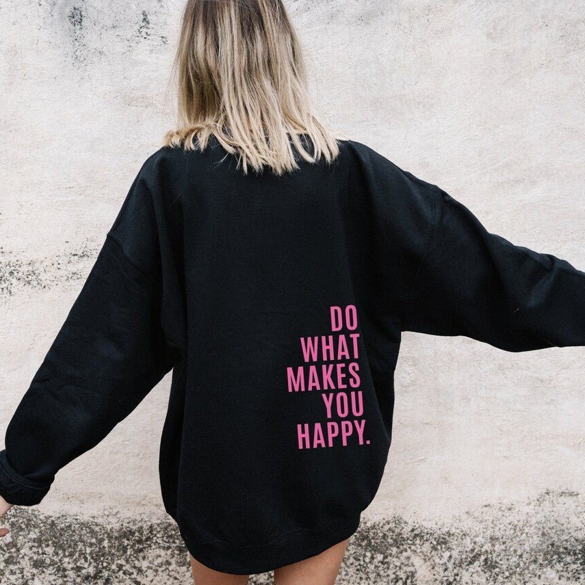 Loose Hooded Sweatshirt with Vintage Printed Letters and Drop Shoulder Sleeves for Women - 𝐝𝐮𝐯𝐥𝐚𝐬𝐡𝐨𝐩.𝐜𝐨𝐦