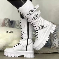 Luxury Brand Woman Boots Winter New Pu Leather Platform Fashion Lace Up Punk Gothic Booties Casual Work Shoes botines mujer - 𝐃𝐔𝐕𝐋𝐀𝐒𝐇𝐎𝐏