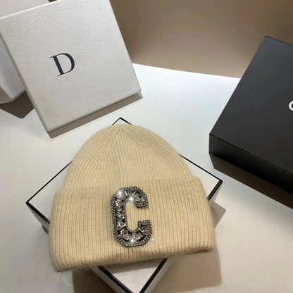 Luxury Rhinestone Letter C Knitted Hat Real Rabbit Fur Women Men Winter Warm Beanie Ear Protection Sking Skullies Beanies Cap - 𝐝𝐮𝐯𝐥𝐚𝐬𝐡𝐨𝐩.𝐜𝐨𝐦