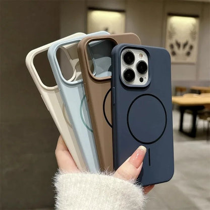 Luxury Skin Feel Original For Magsafe Phone Case For iPhone 17 16 Pro Max 15 14 13 12 Plus Wireless Charger Funda Silicone Cover - 𝐃𝐔𝐕𝐋𝐀𝐒𝐇𝐎𝐏