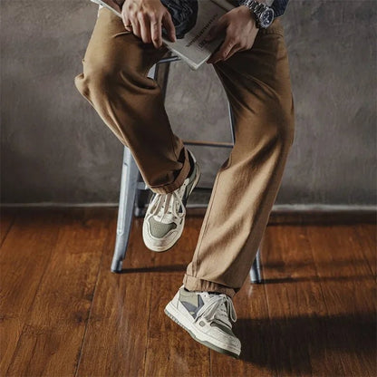 Maden Men's Retro Color Block Casual Skate Shoes Chunky Platform Soft Sole Lace - Up Round Toe Board Shoes Street Trendy Sneakers - 𝐃𝐔𝐕𝐋𝐀𝐒𝐇𝐎𝐏