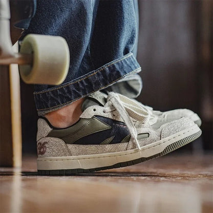 Maden Men's Retro Color Block Casual Skate Shoes Chunky Platform Soft Sole Lace - Up Round Toe Board Shoes Street Trendy Sneakers - 𝐃𝐔𝐕𝐋𝐀𝐒𝐇𝐎𝐏