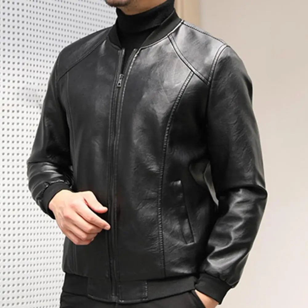 Men Jacket Thickened Warm Pu Leather Bomber Jacket Men Thermal Jacket Men's Stand - up Collar Business Casual Jackets Father Coat - 𝐝𝐮𝐯𝐥𝐚𝐬𝐡𝐨𝐩.𝐜𝐨𝐦