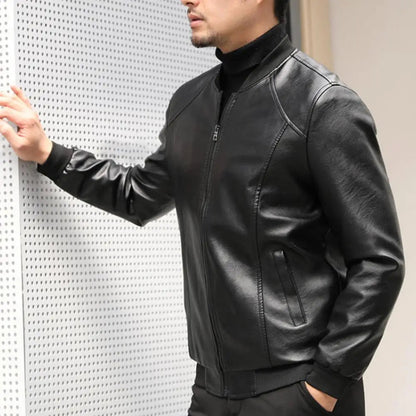 Men Jacket Thickened Warm Pu Leather Bomber Jacket Men Thermal Jacket Men's Stand - up Collar Business Casual Jackets Father Coat - 𝐝𝐮𝐯𝐥𝐚𝐬𝐡𝐨𝐩.𝐜𝐨𝐦