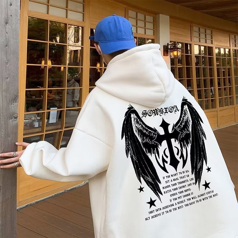 Men's Cross Wings Trendy Loose Lazy Style Casual Hoodie Jacket - 𝐝𝐮𝐯𝐥𝐚𝐬𝐡𝐨𝐩.𝐜𝐨𝐦