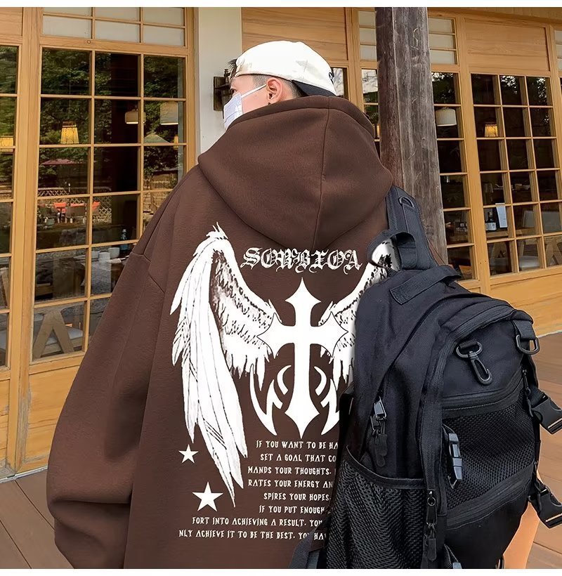 Men's Cross Wings Trendy Loose Lazy Style Casual Hoodie Jacket - 𝐝𝐮𝐯𝐥𝐚𝐬𝐡𝐨𝐩.𝐜𝐨𝐦