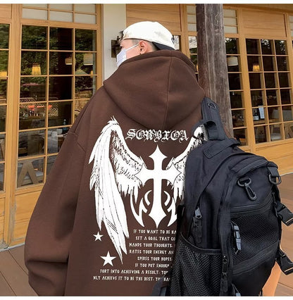 Men's Cross Wings Trendy Loose Lazy Style Casual Hoodie Jacket - 𝐝𝐮𝐯𝐥𝐚𝐬𝐡𝐨𝐩.𝐜𝐨𝐦