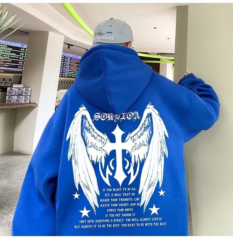 Men's Cross Wings Trendy Loose Lazy Style Casual Hoodie Jacket - 𝐝𝐮𝐯𝐥𝐚𝐬𝐡𝐨𝐩.𝐜𝐨𝐦