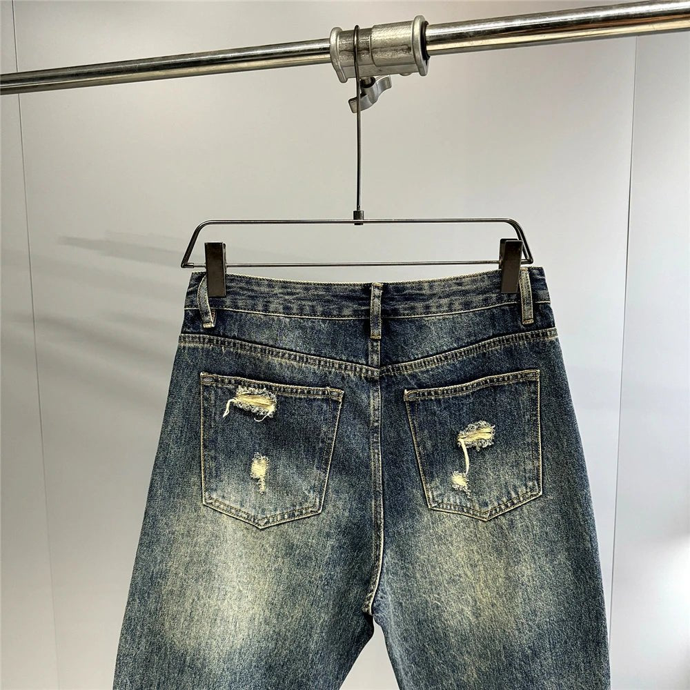Mens Ripped Baggy Jeans Distressed Denim Streetwear Skateboard Pants Straight Leg Patchwork Oversized Urban Fashion Workwear - 𝐝𝐮𝐯𝐥𝐚𝐬𝐡𝐨𝐩.𝐜𝐨𝐦