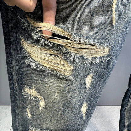 Mens Ripped Baggy Jeans Distressed Denim Streetwear Skateboard Pants Straight Leg Patchwork Oversized Urban Fashion Workwear - 𝐝𝐮𝐯𝐥𝐚𝐬𝐡𝐨𝐩.𝐜𝐨𝐦