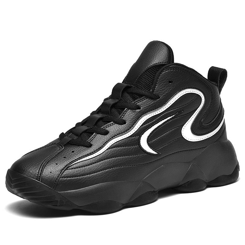 Men's sports shoes with leather surface, trendy shoes, Korean version, fashionable basketball shoes - 𝐝𝐮𝐯𝐥𝐚𝐬𝐡𝐨𝐩.𝐜𝐨𝐦
