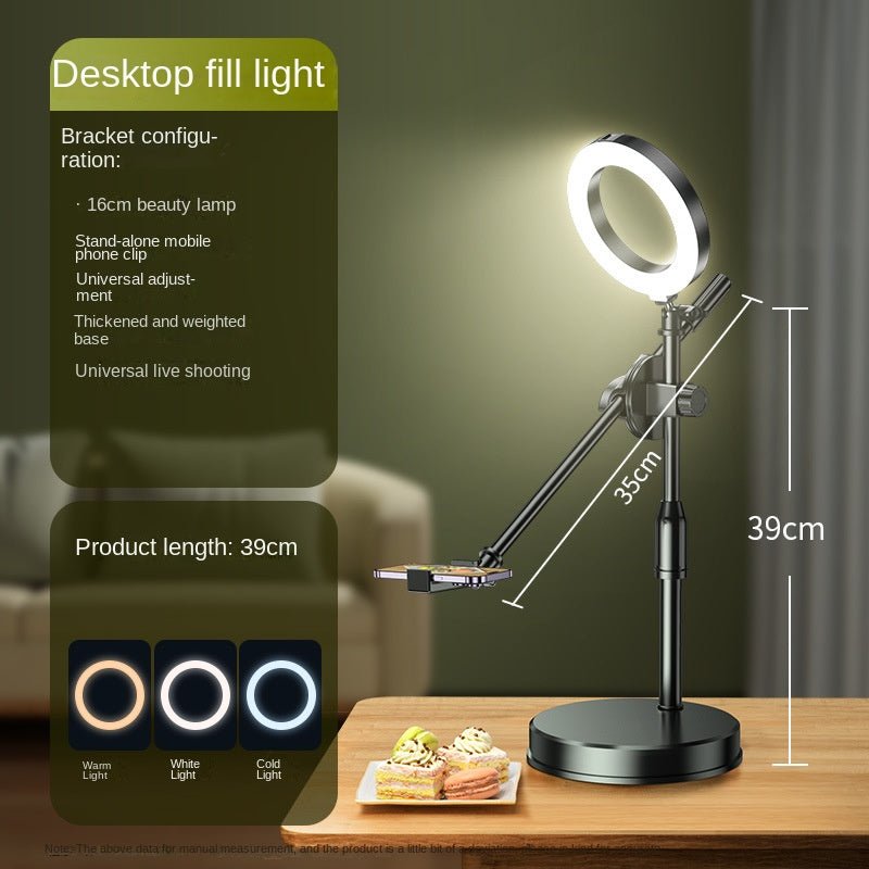 Mobile Phone Overhead Shooting Stand for Food Photography, Drawing, and Live Streaming - Adjustable Dual - Camera Position Desktop Phone Holder with Fill Light - 𝐝𝐮𝐯𝐥𝐚𝐬𝐡𝐨𝐩.𝐜𝐨𝐦