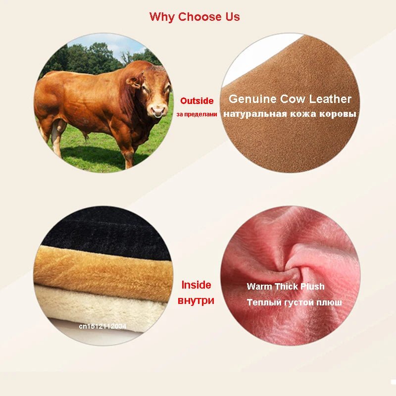 New Fashion Big Fox Fur Woman Snow Boots Lady Winter Boots Genuine Cowhide Leather Mid - calf Warm Boots Women Boots Shoes - 𝐝𝐮𝐯𝐥𝐚𝐬𝐡𝐨𝐩.𝐜𝐨𝐦