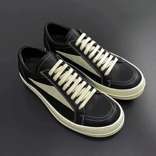 New Men Genuine Leather Casual Shoes Fashion Thick - soled Flat Skate Shoes Young Man Lace - up Sneaker 36 - 46 - 𝐃𝐔𝐕𝐋𝐀𝐒𝐇𝐎𝐏