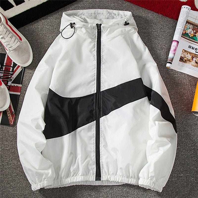 New Men Spring Fall Thin Hoodies Coats Long Sleeves Color Block Zipper Hooded Sweatshirts Jacket Male Black /White/ Gray Outwear - 𝐝𝐮𝐯𝐥𝐚𝐬𝐡𝐨𝐩.𝐜𝐨𝐦