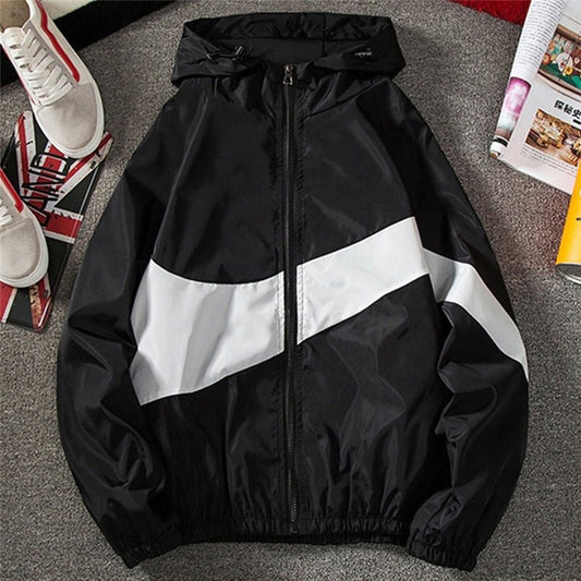 New Men Spring Fall Thin Hoodies Coats Long Sleeves Color Block Zipper Hooded Sweatshirts Jacket Male Black /White/ Gray Outwear - 𝐝𝐮𝐯𝐥𝐚𝐬𝐡𝐨𝐩.𝐜𝐨𝐦