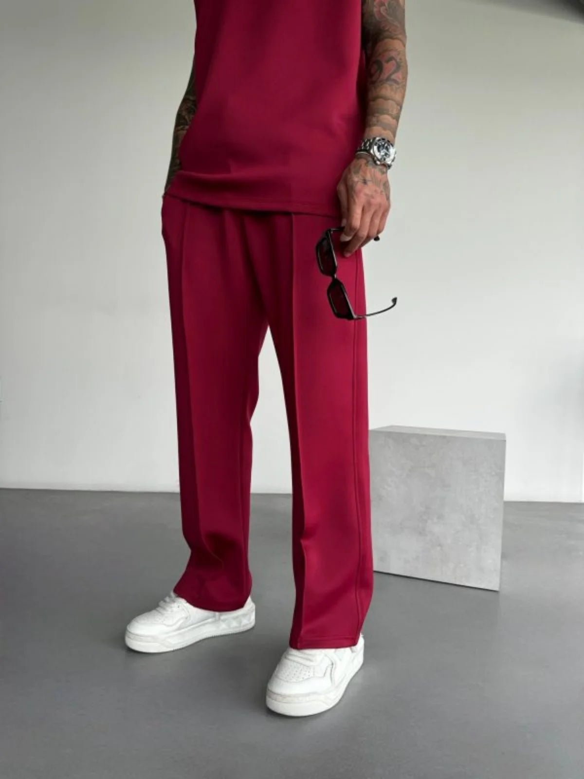 New men's casual pants, stylish and comfortable elastic waist drawstring single - line pleated solid color pocket mops pants - 𝐝𝐮𝐯𝐥𝐚𝐬𝐡𝐨𝐩.𝐜𝐨𝐦