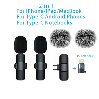 New Wireless Lavalier Microphone Portable Audio Video Recording Mini Microphone for iPhone Android PC Camera Live Gaming Phone - 𝐝𝐮𝐯𝐥𝐚𝐬𝐡𝐨𝐩.𝐜𝐨𝐦