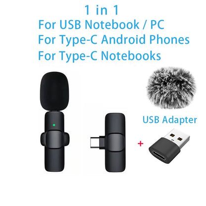 New Wireless Lavalier Microphone Portable Audio Video Recording Mini Microphone for iPhone Android PC Camera Live Gaming Phone - 𝐝𝐮𝐯𝐥𝐚𝐬𝐡𝐨𝐩.𝐜𝐨𝐦