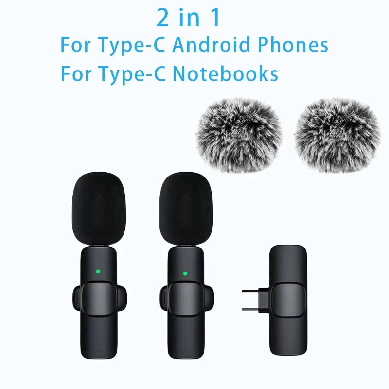 New Wireless Lavalier Microphone Portable Audio Video Recording Mini Microphone for iPhone Android PC Camera Live Gaming Phone - 𝐝𝐮𝐯𝐥𝐚𝐬𝐡𝐨𝐩.𝐜𝐨𝐦