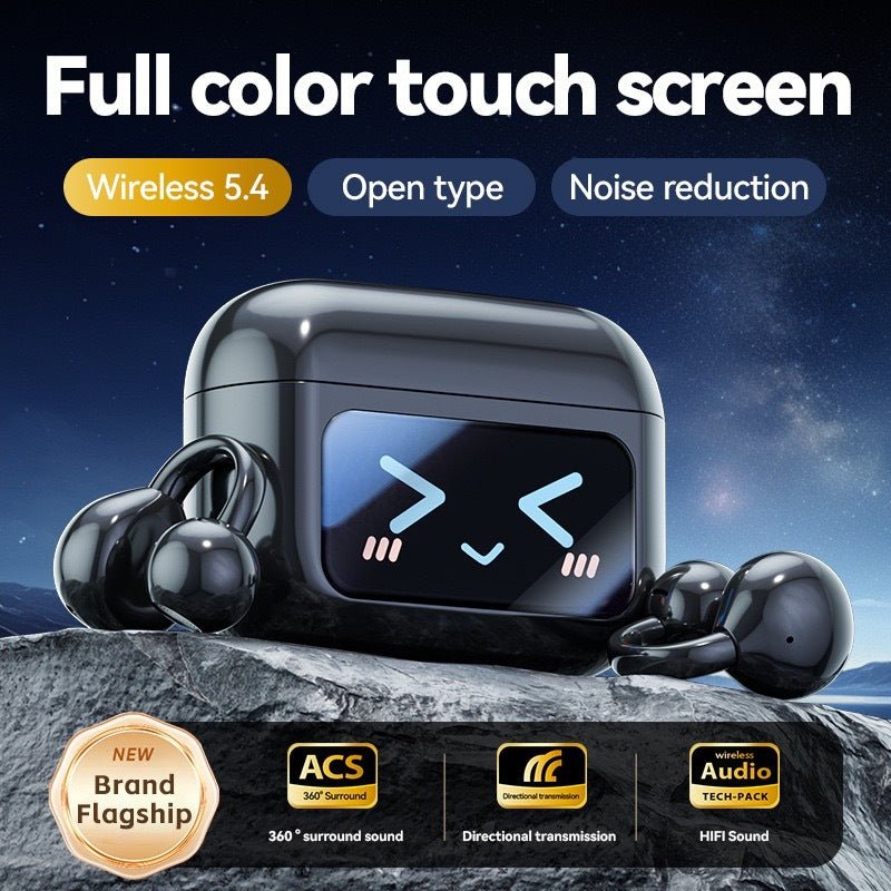 Open Ear Clip Wireless Earbuds BT 5.4 Sports Earphones Built - in Mic Fitness Headphones Waterproof Headset for Workout/Running - 𝐃𝐔𝐕𝐋𝐀𝐒𝐇𝐎𝐏