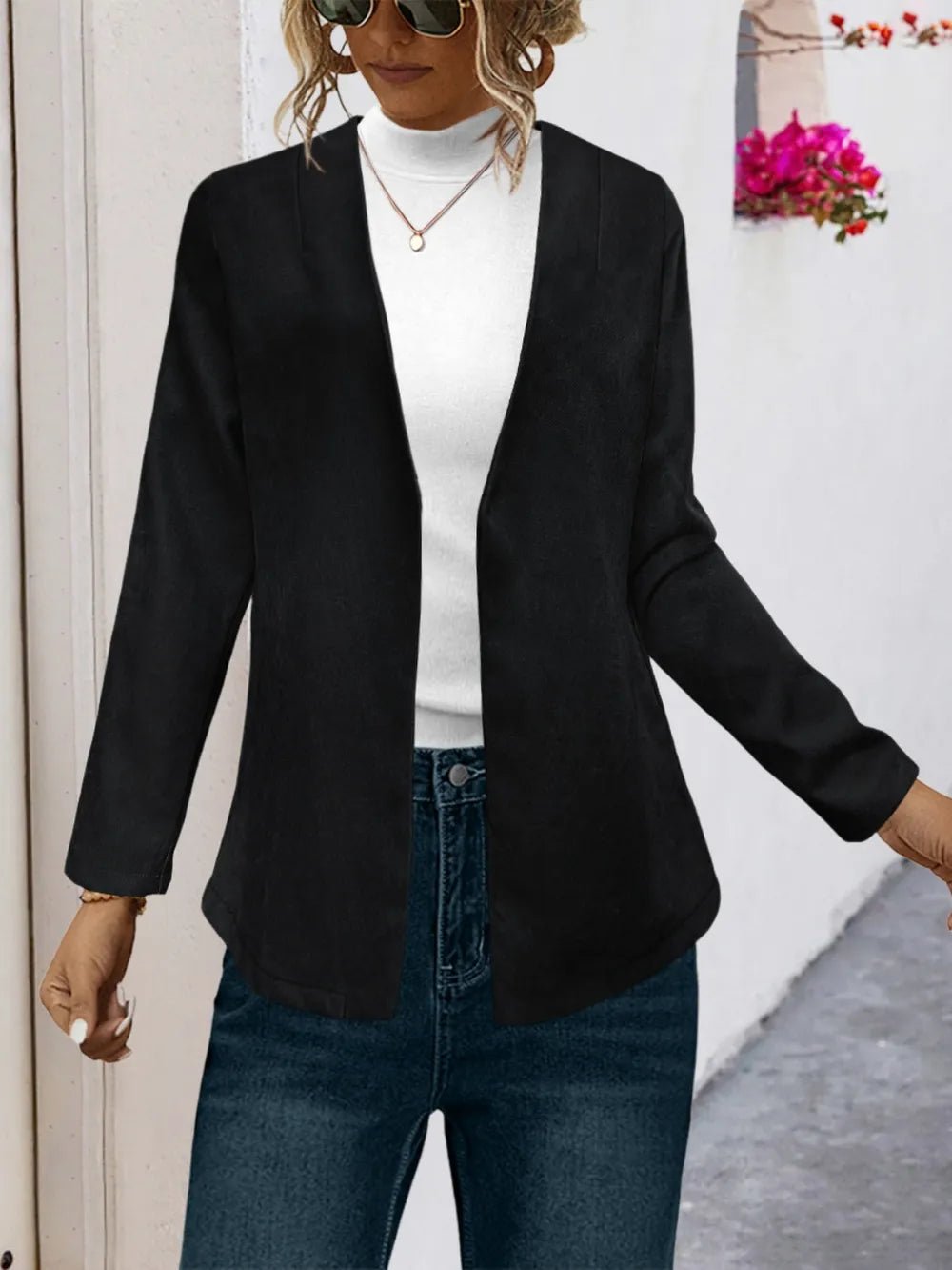 Open Front Long Sleeve Cardigan - 𝐃𝐔𝐕𝐋𝐀𝐒𝐇𝐎𝐏