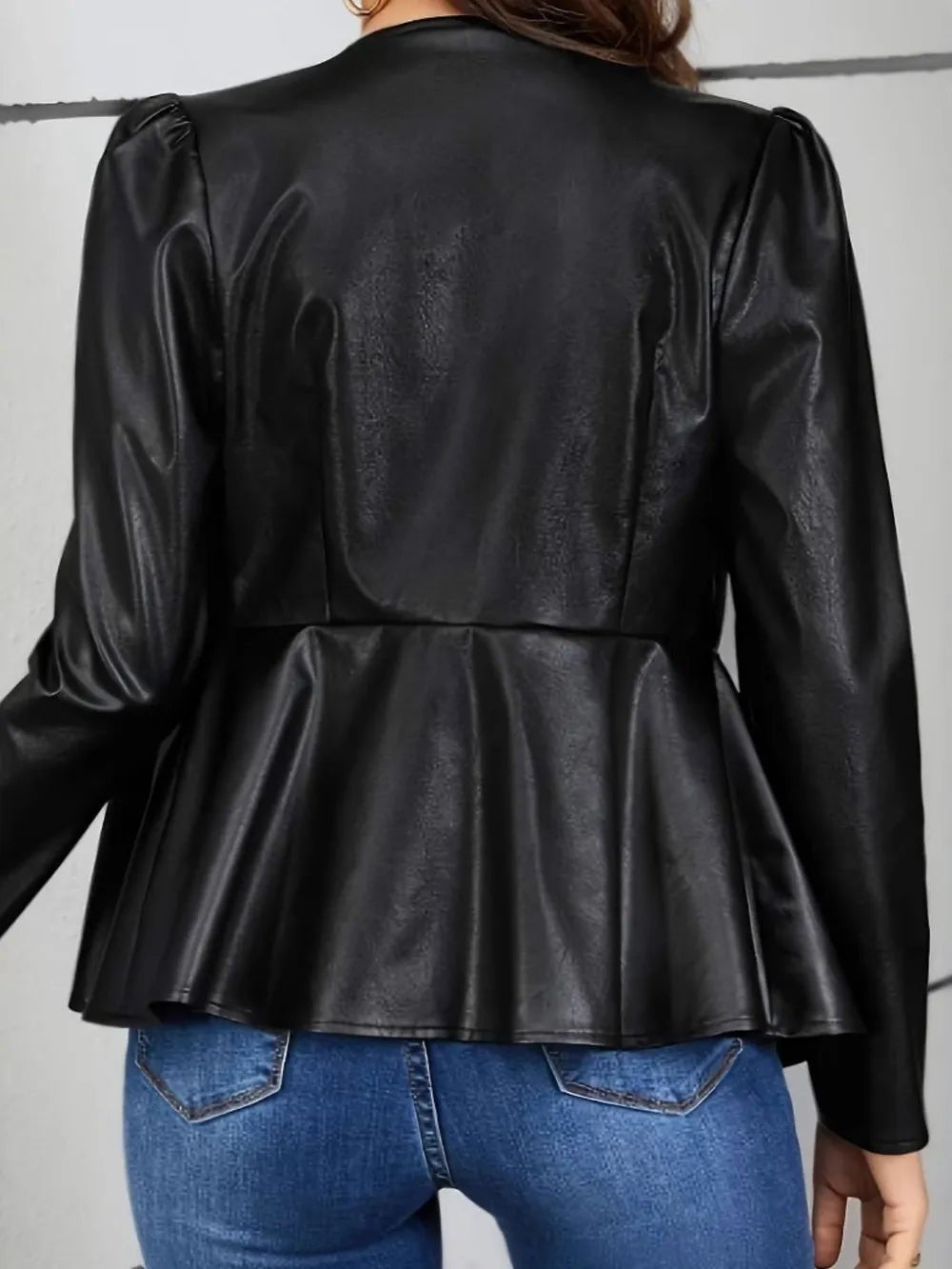 Peplum Zip Up Long Sleeve Jacket - 𝐃𝐔𝐕𝐋𝐀𝐒𝐇𝐎𝐏