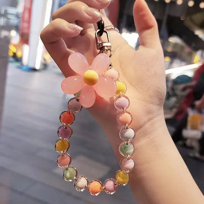 Phone Anti - lost Lanyard Key Short Wrist Pendant Colorful Macaron Round Bead Pendant Women's Hand - held Chain Mobile Phone Lanyard - 𝐃𝐔𝐕𝐋𝐀𝐒𝐇𝐎𝐏